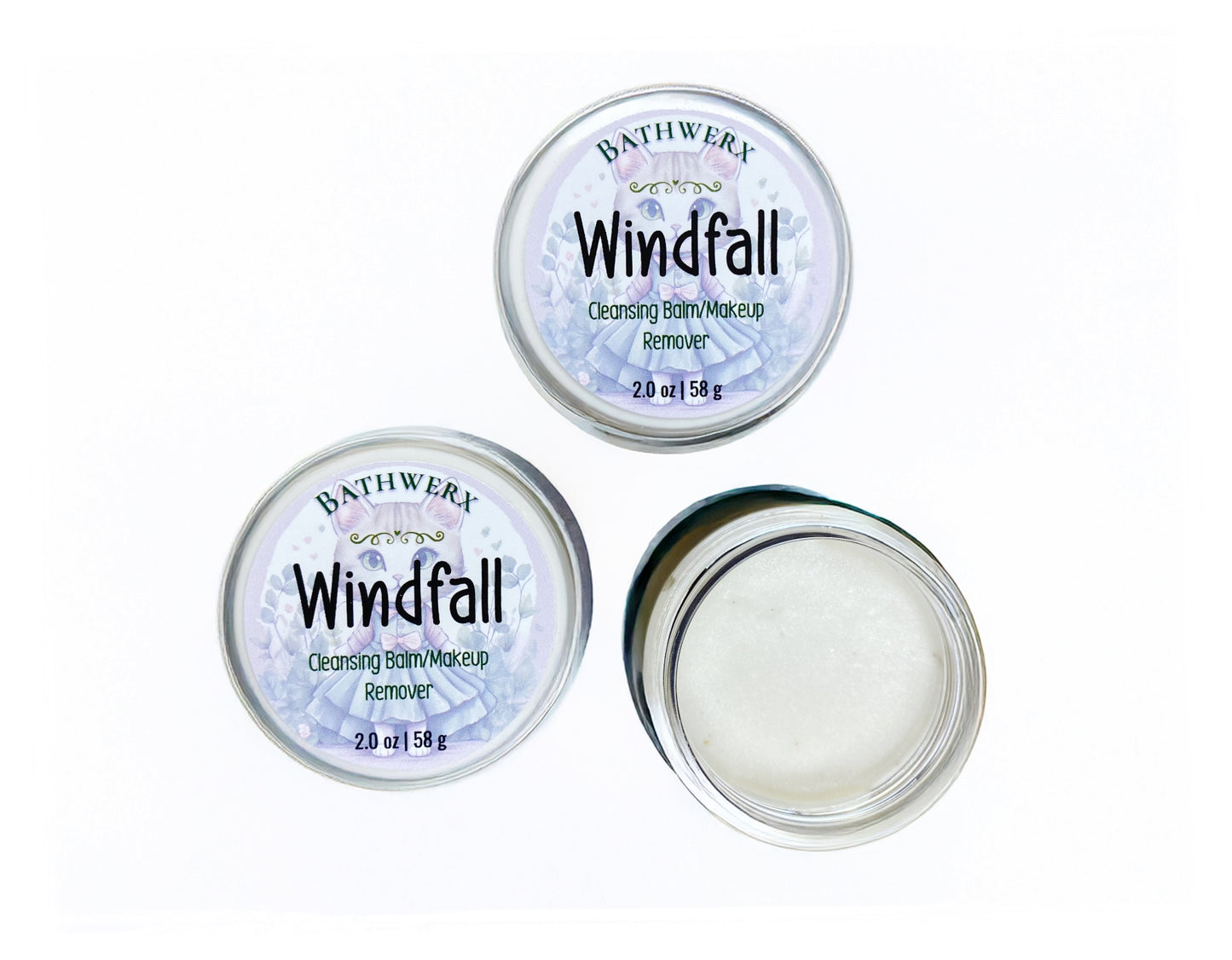 Windfall Clay Cleansing Balm with kaolin clay in jar, natural makeup remover and face cleanser