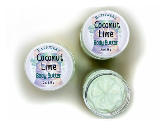 Coconut Lime Body Butter close-up - rich whipped cocoa and shea body moisturizer by BathWerx
