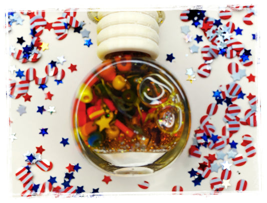 Blueberry pie scented car charm - 4th of July hanging air freshener with patriotic red, white, and blue star confetti by BathWerx