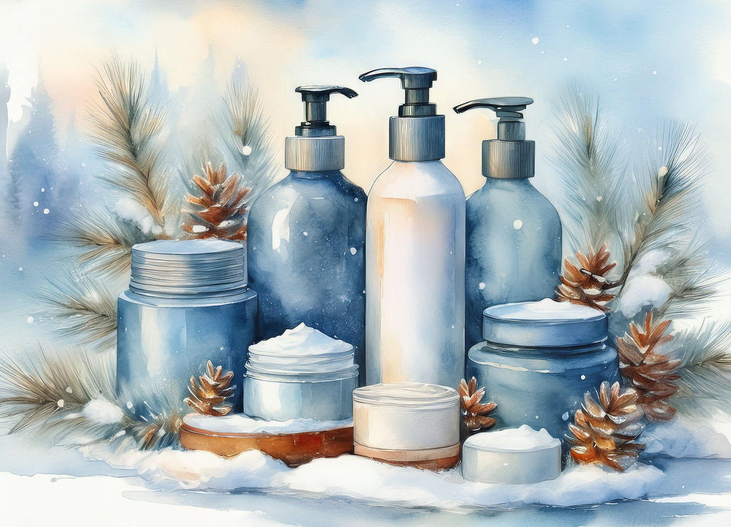 Winter-themed luxury bath and body products from BathWerx including body butters, soaps, and skincare