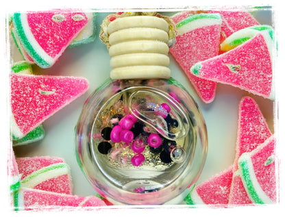 Fruit scented hanging car charms - premium glass bead air fresheners in tropical fragrances