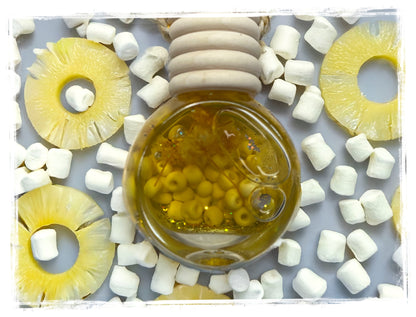 Fruit scented car charm - pineapple marshmallow fragrance glass bead hanging air freshener