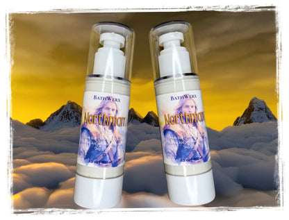 Two BathWerx Northman products in front of a snowy mountain landscape