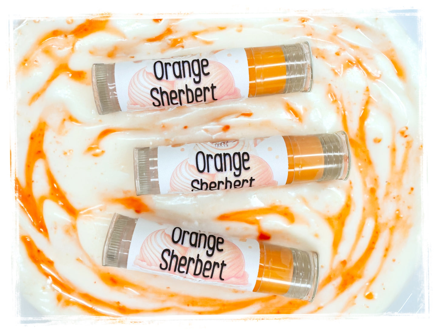 Orange Sherbert Winter Flavored Lip Balms - Nourishing Lip Butter for Soft, Kissable Lips