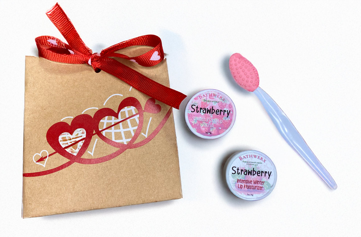 Strawberry Peptide Lip Care Kit - Exfoliating Scrub and Nourishing Moisturizer Gift Set