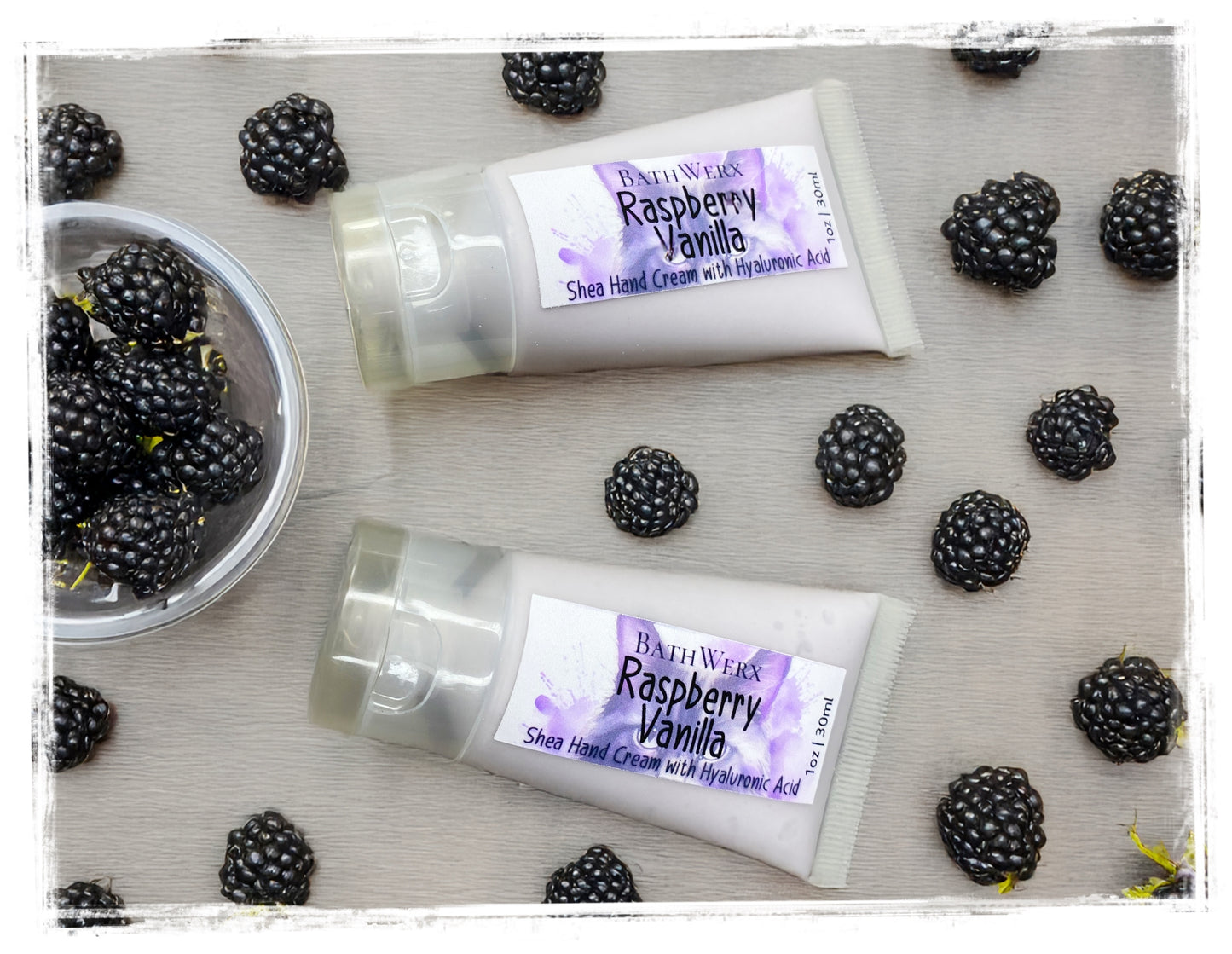 Raspberry Vanilla Intensive Hand Cream - Hyaluronic Acid & Panthenol Moisturizer for Dry Hands