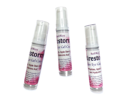 Firestorm Multi-Peptide Eye Cream jar with Argireline and Eyeseryl for dark circles and puffiness