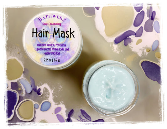 Deep Conditioning Hair Mask with Argan Oil and Cupuaçu Butter - Premium handcrafted hair treatment in jar
