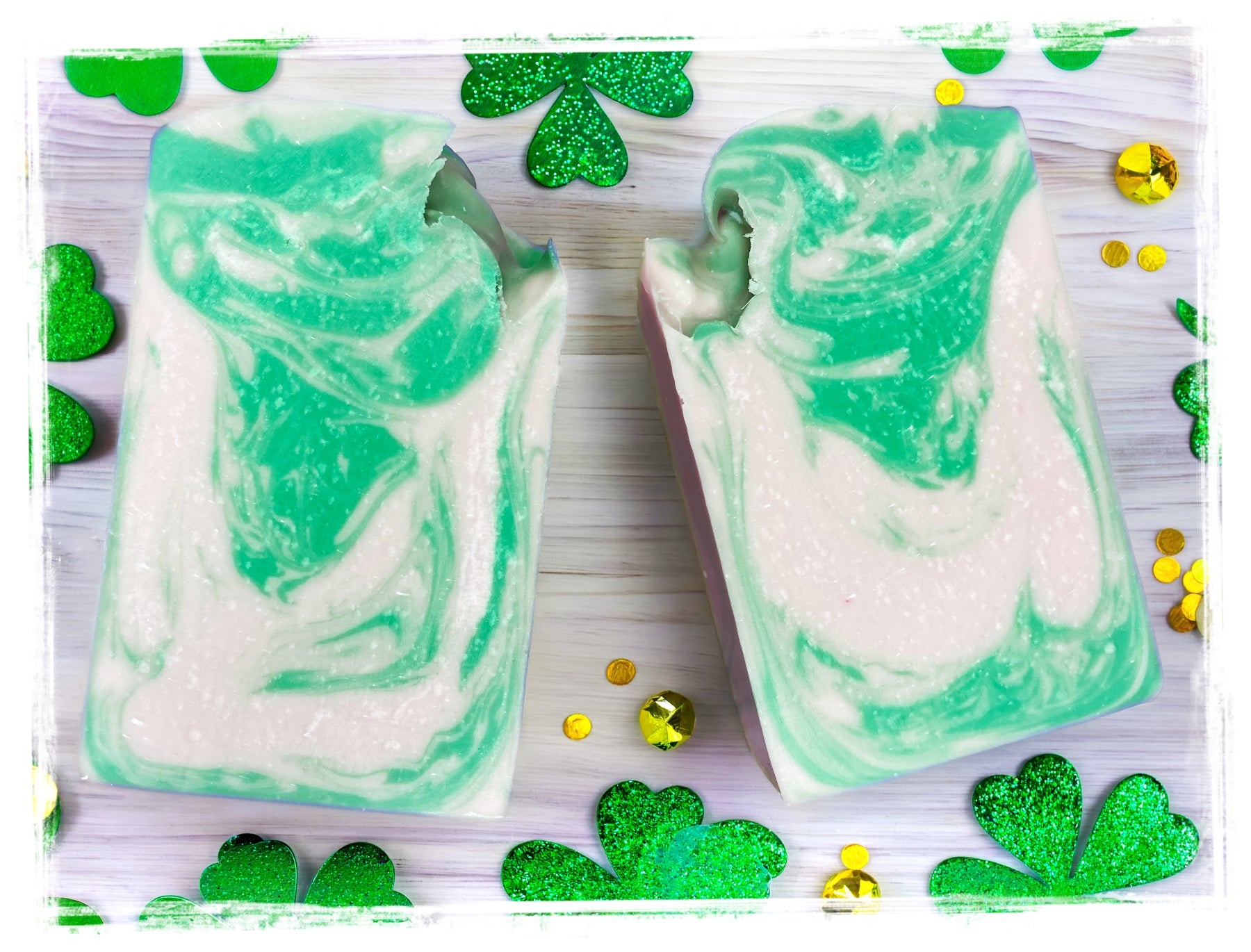 Irish Luck Goat Milk Artisan Soap Bar with cucumber melon, morning rain & gardenia scent — handcrafted by BathWerx