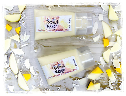 Coconut Mango Intensive Hand Cream - Hyaluronic Acid & Panthenol Moisturizer for Dry Hands