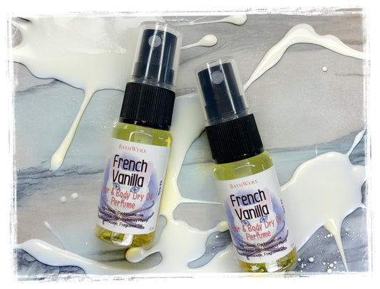 BathWerx French Vanilla Dry Oil Perfume for Hair & Body - Long-Lasting Fragrance Spray