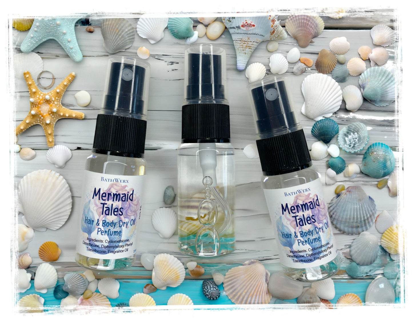 BathWerx Mermaid Hair & Body Dry Oil - Lightweight Nourishing Dry Oil with Tropical Mermaid Scent