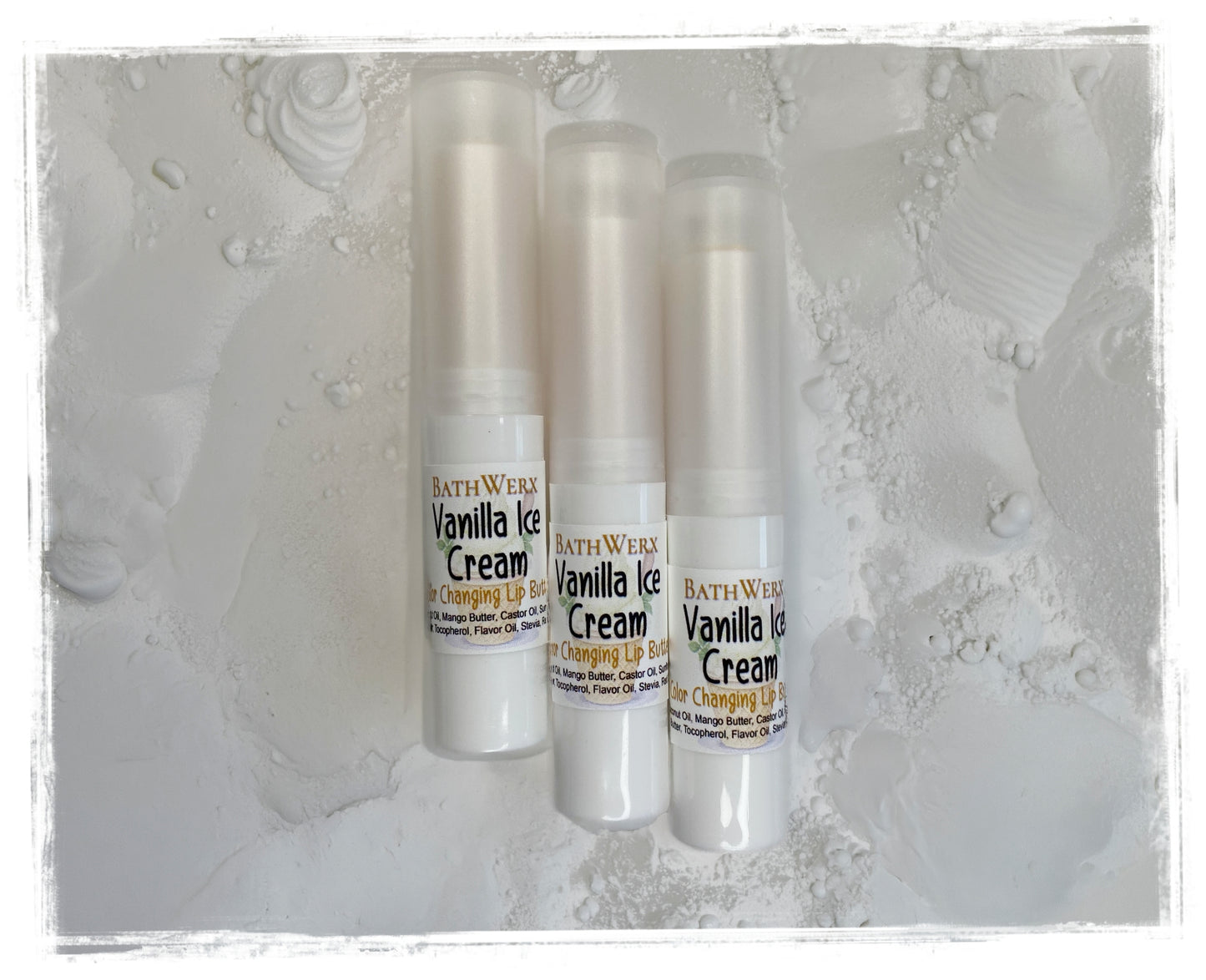 BathWerx Sweetened Color-Changing Lip Balm - Vanilla Ice Cream Natural Lip Butter Shade Shift