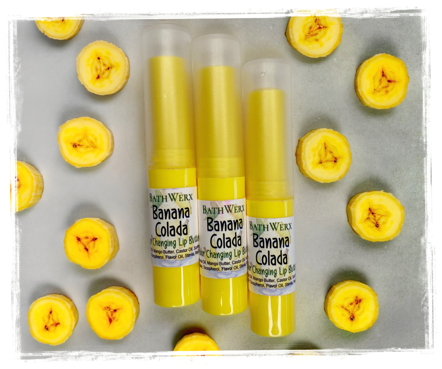 BathWerx Sweetened Lip Balm - Banana Colada- Moisturizing Lip Butter 
