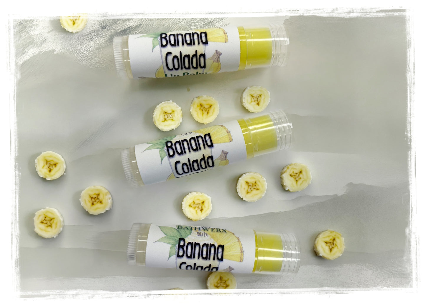 BathWerx Banana Colada Sweetened Flavored Lip Balm - Nourishing Lip Butter Close-Up