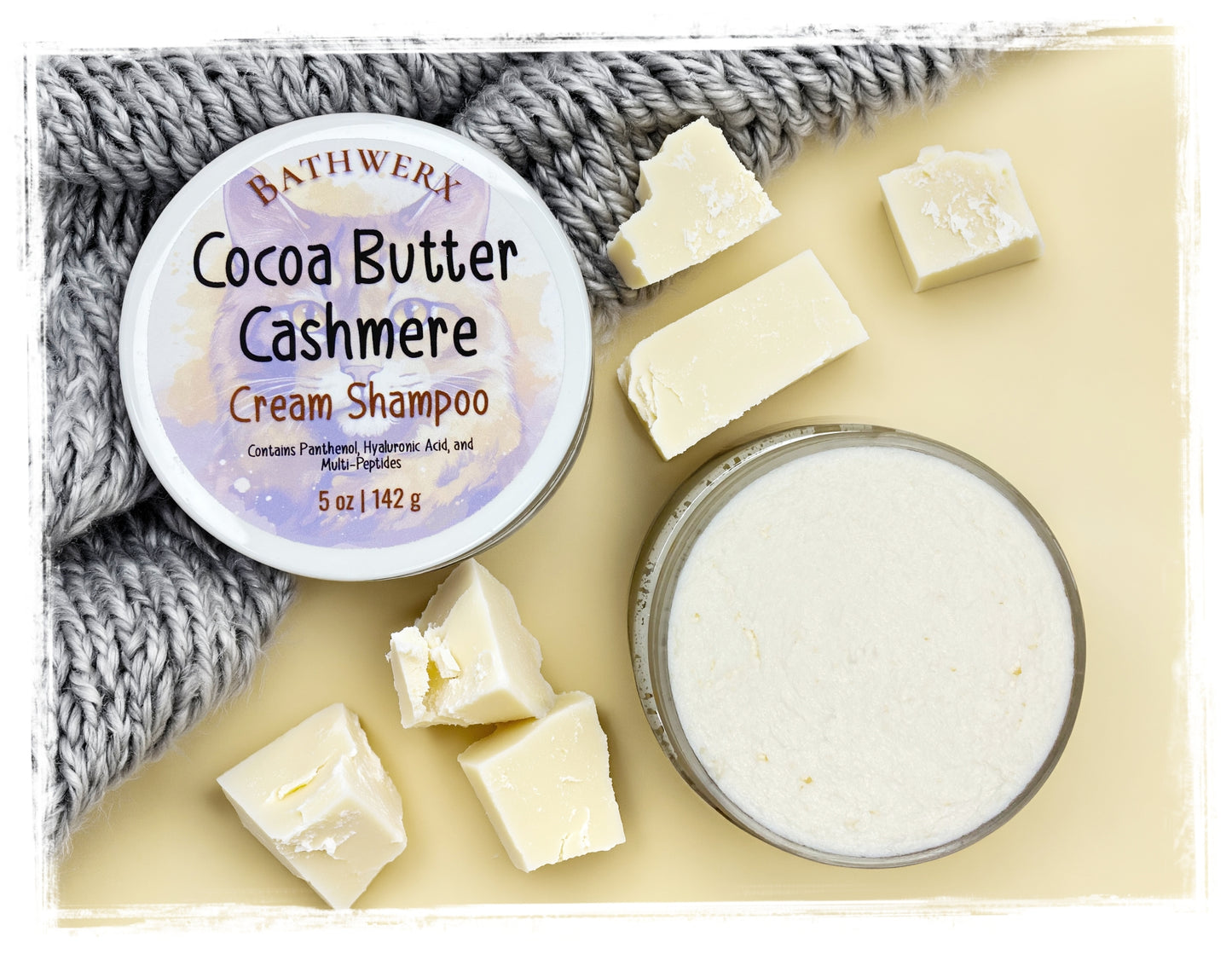 BathWerx Cocoa Butter Cashmere Shampoo - gentle hydrating cream shampoo with 24-hour frizz control