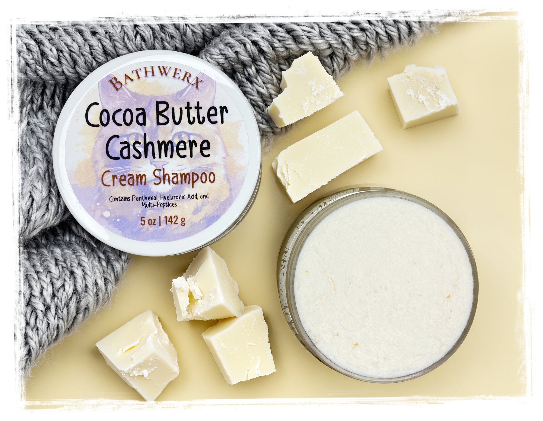 BathWerx Cocoa Butter Cashmere Shampoo - gentle hydrating cream shampoo with 24-hour frizz control