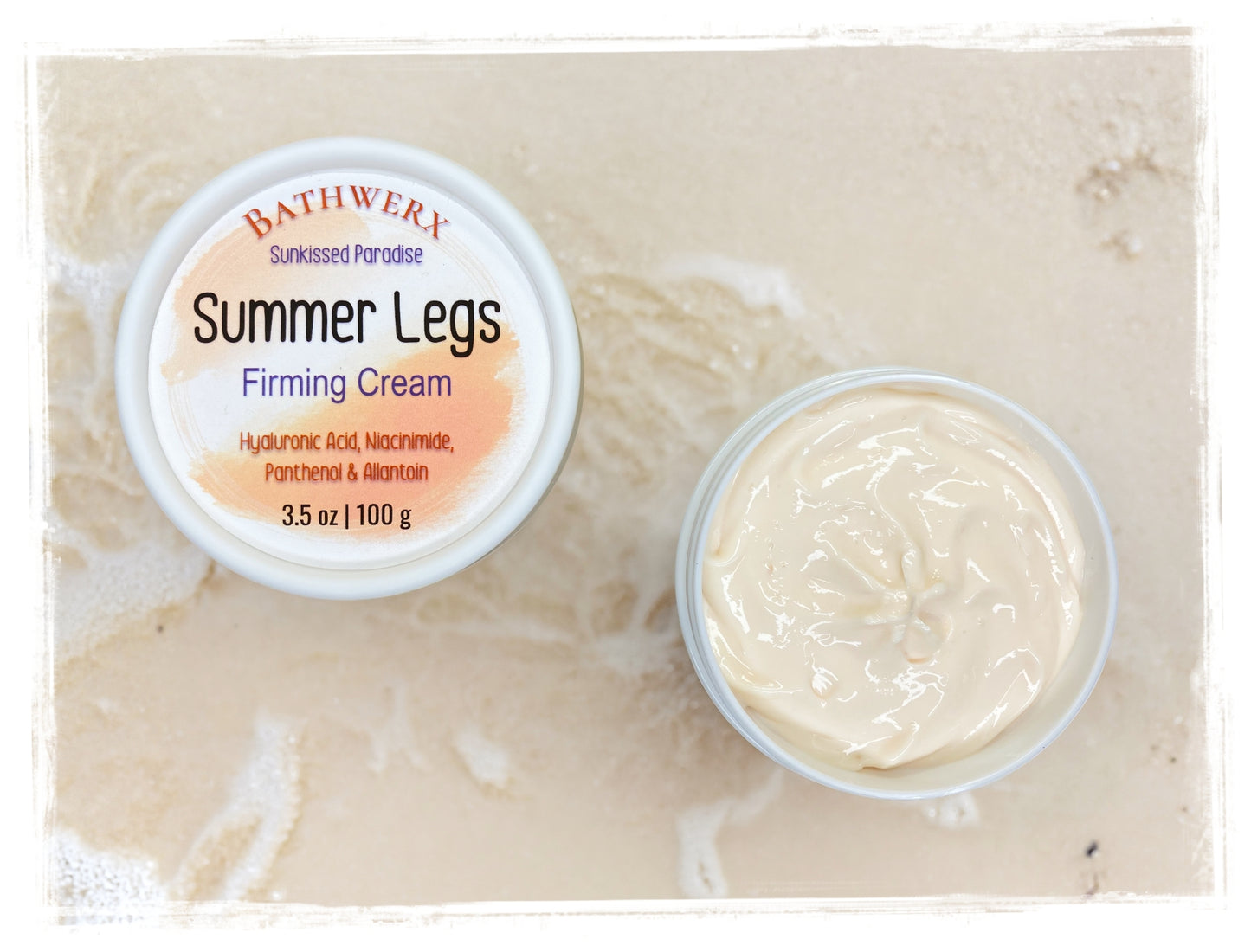 BathWerx Summer Legs Firming Cream – 3.5 oz with Hyaluronic Acid, Niacinamide, Panthenol & Allantoin