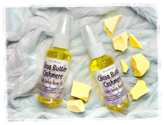 Cocoa Butter Cashmere Soft Touch Body Oil - Travel-Friendly Pocket-Size Moisturizer by BathWerx