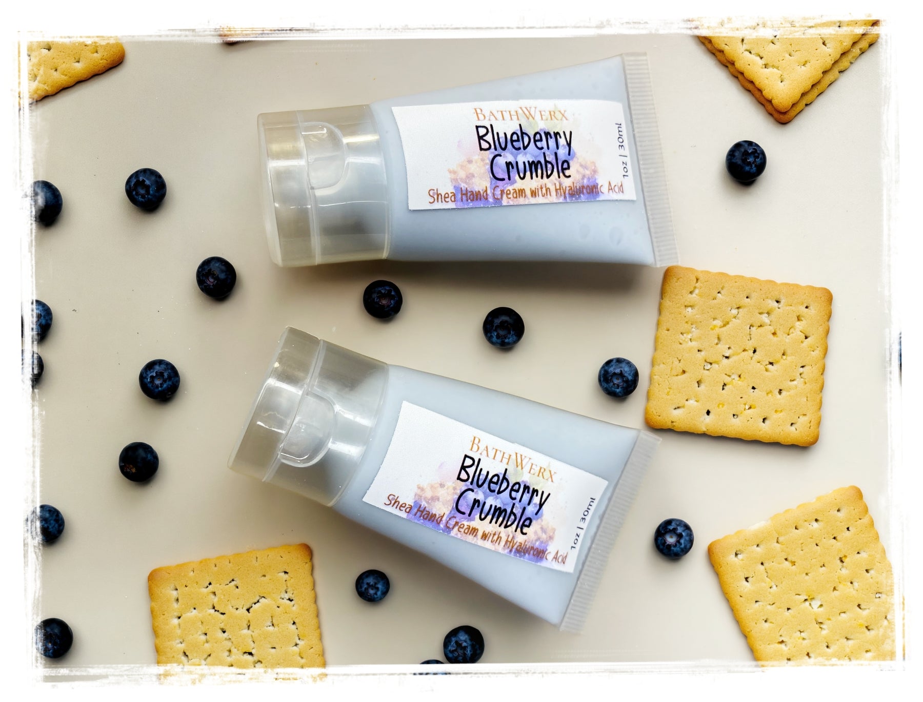 Blueberry Crumble Intensive Hand Cream - Hyaluronic Acid & Panthenol Moisturizer for Dry Hands