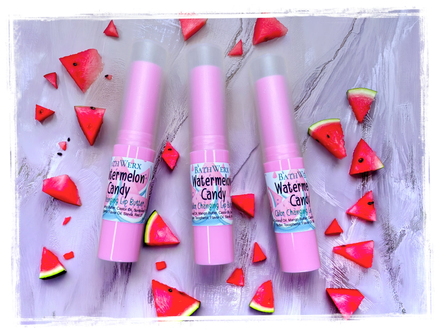 Sweetened Color-Changing Lip Balm - Watermelon Candy Lip Butter by BathWerx