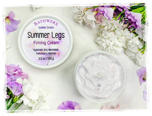 BathWerx Summer Legs Firming Cream – 3.5 oz with Hyaluronic Acid, Niacinamide, Panthenol & Allantoin