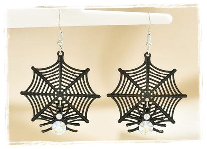 Halloween Ghost Spider Web Dangle Earrings