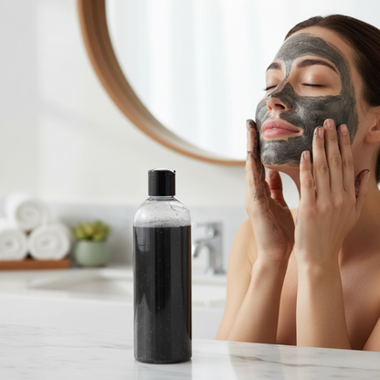 Storm Cloud charcoal salicylic acid face wash application - deep pore cleansing gel for oily skin